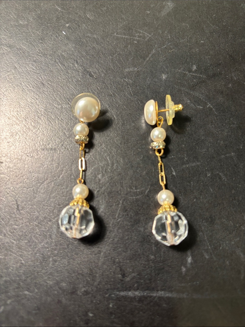 Crystal and faux pearl earrings